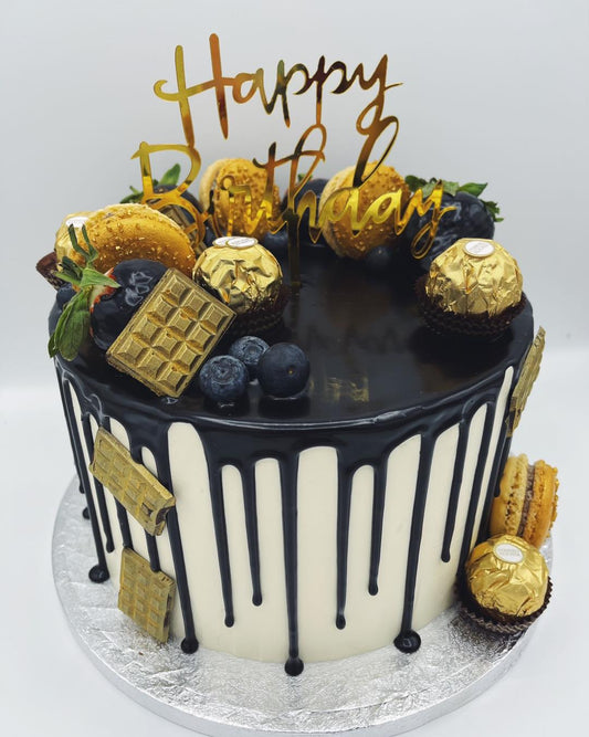 Black/gold birthday cake