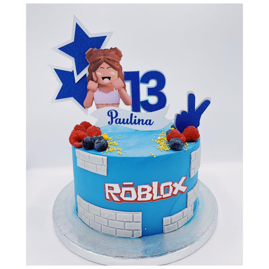 blue roblox cake