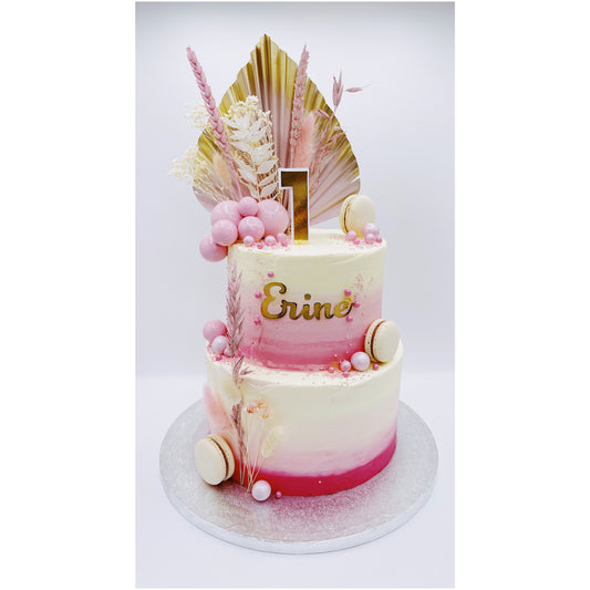 Boohoo style pink gold cake